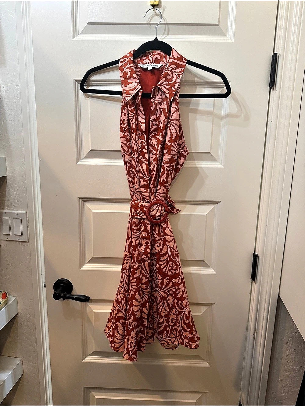 Veronica Beard Beau Linen Dress Floral Maxi Red & Pink Size 4